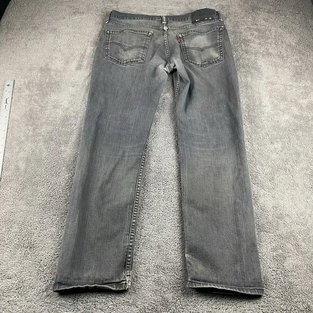 Levis 511 Slim Straight Jeans Mens 34x27‎ Gray Mid Rise
